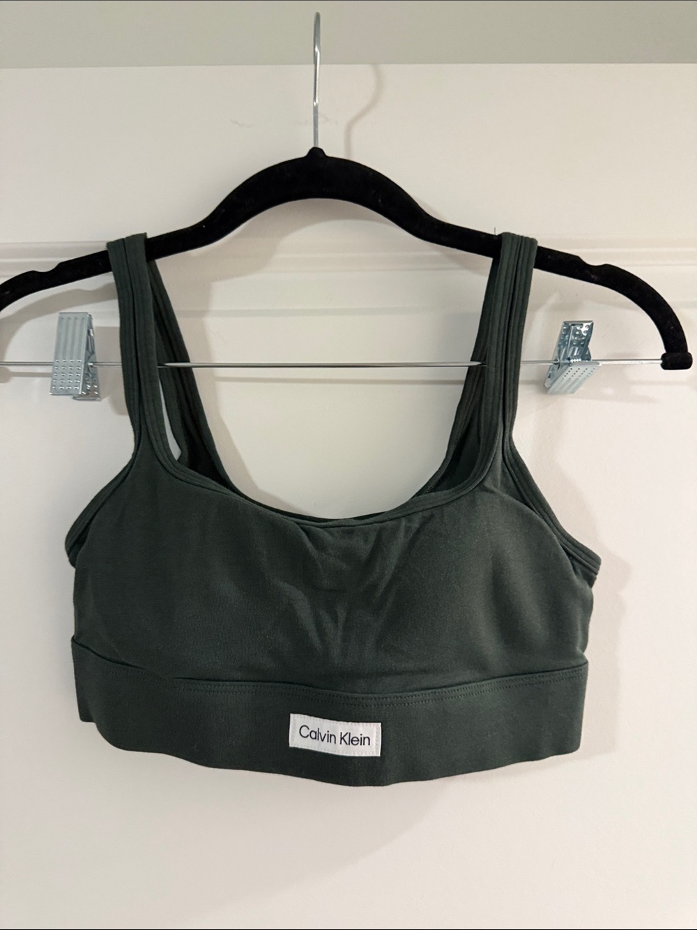 Calvin Klein Olive Green Double-Strap Sports Bralette
